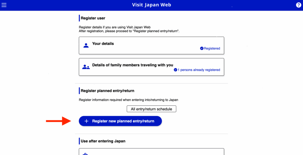 RPantalla de usuario Visit Japan